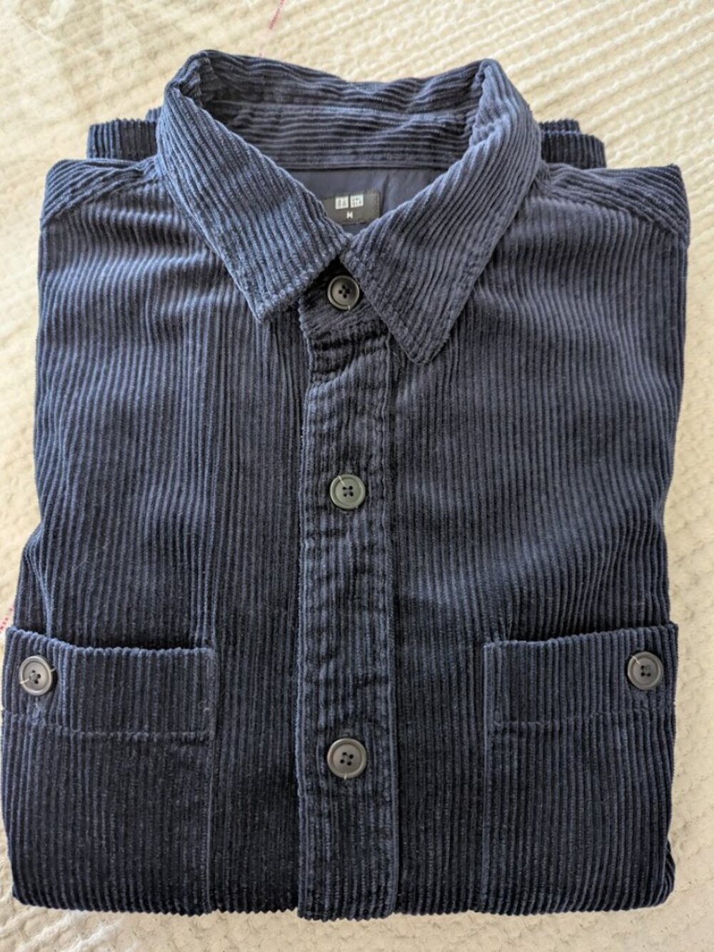 Uniqlo M Cotton Corduroy Navy Shacket Overshirt Y2K Cottagecore Preppy - Picture 12 of 12